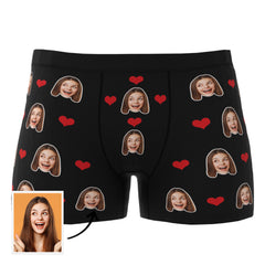 Custom Heart Face Boxer Briefs Men's Underwear with 3D Online Preview Valentine's Gift For Couple